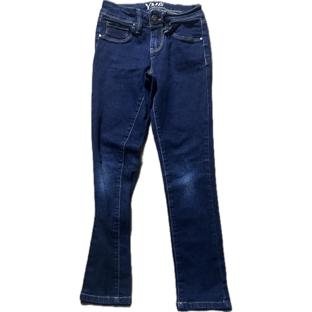 YMI Jeans Girls Size 8 Dark‎ Wash Skinny Denim Blue Jeans Stretch